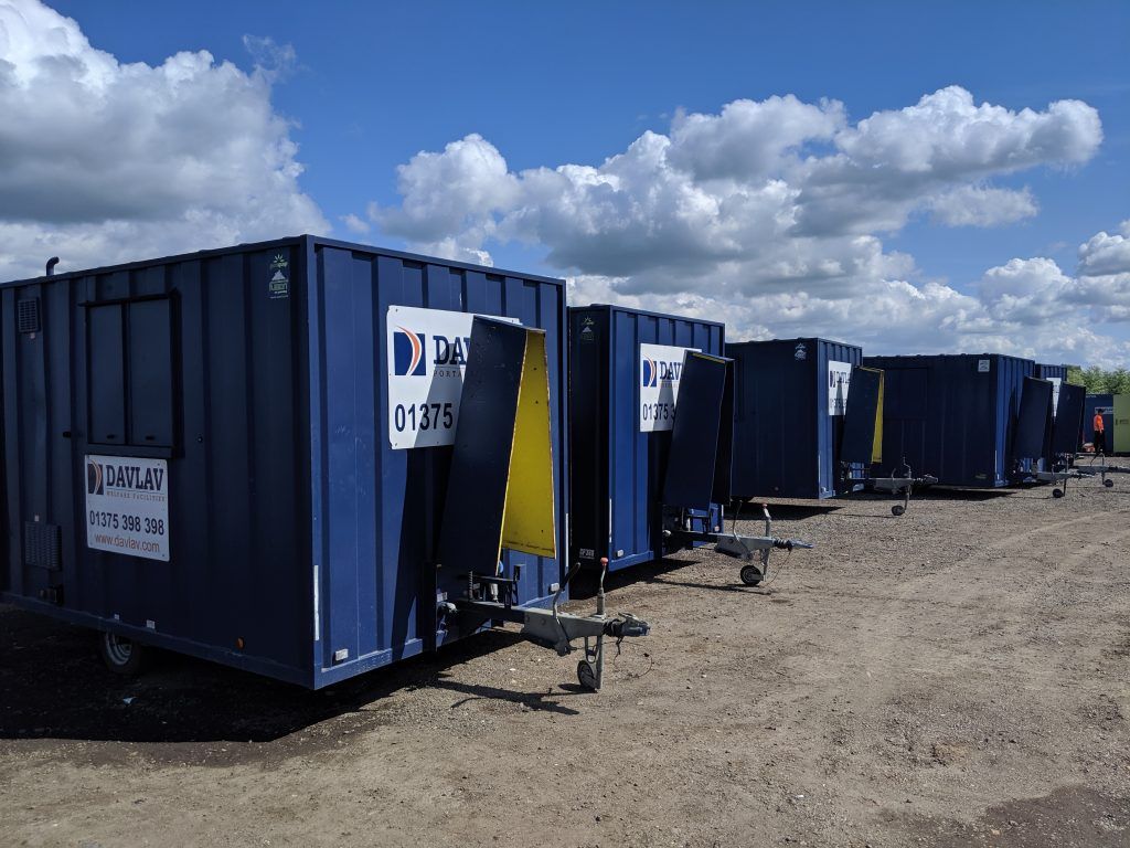 view of mobile welfare units by davlav assembled in a row
