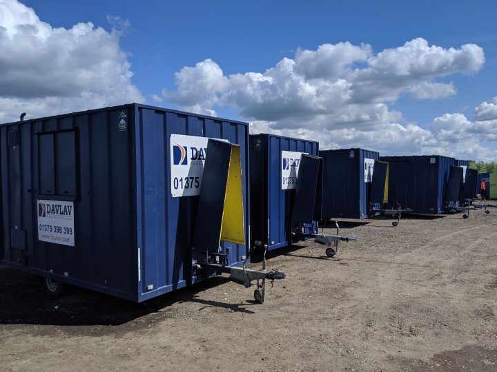 view of mobile welfare units by davlav assembled in a row