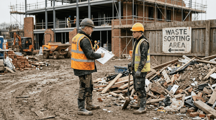 Site manager overseeing waste sorting zone